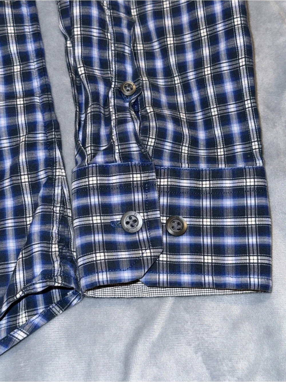 Banana Republic Navy Black White Long Sleeve Button Up Dress Shirt Men’s Size M